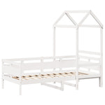 Day Bed with Roof without Mattress White 80x200 cm Solid Wood - Bargainia.com - 