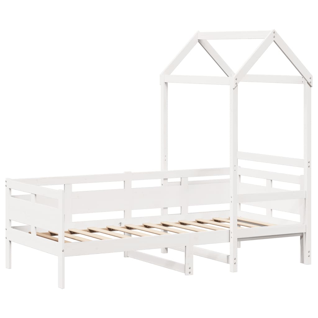 Day Bed with Roof without Mattress White 80x200 cm Solid Wood - Bargainia.com - 