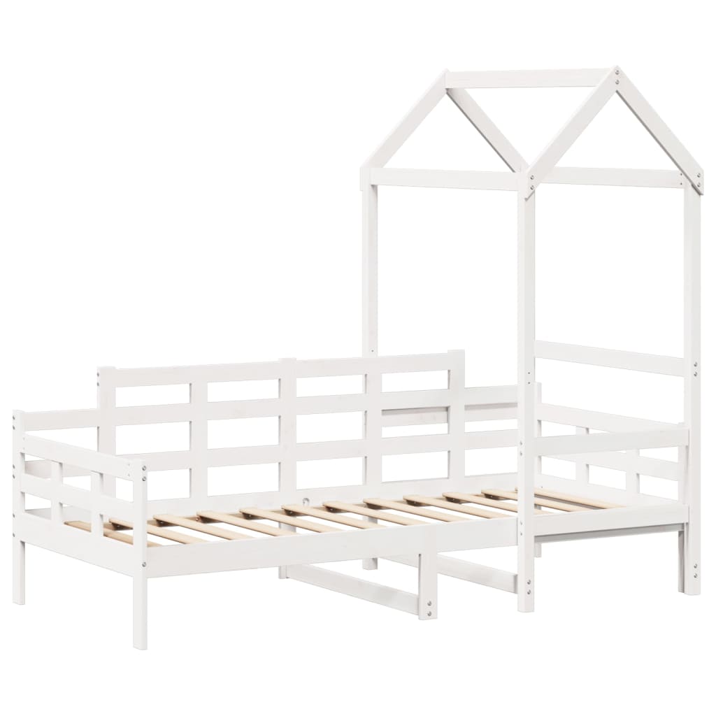 Day Bed with Roof without Mattress White 80x200 cm Solid Wood - Bargainia.com - 