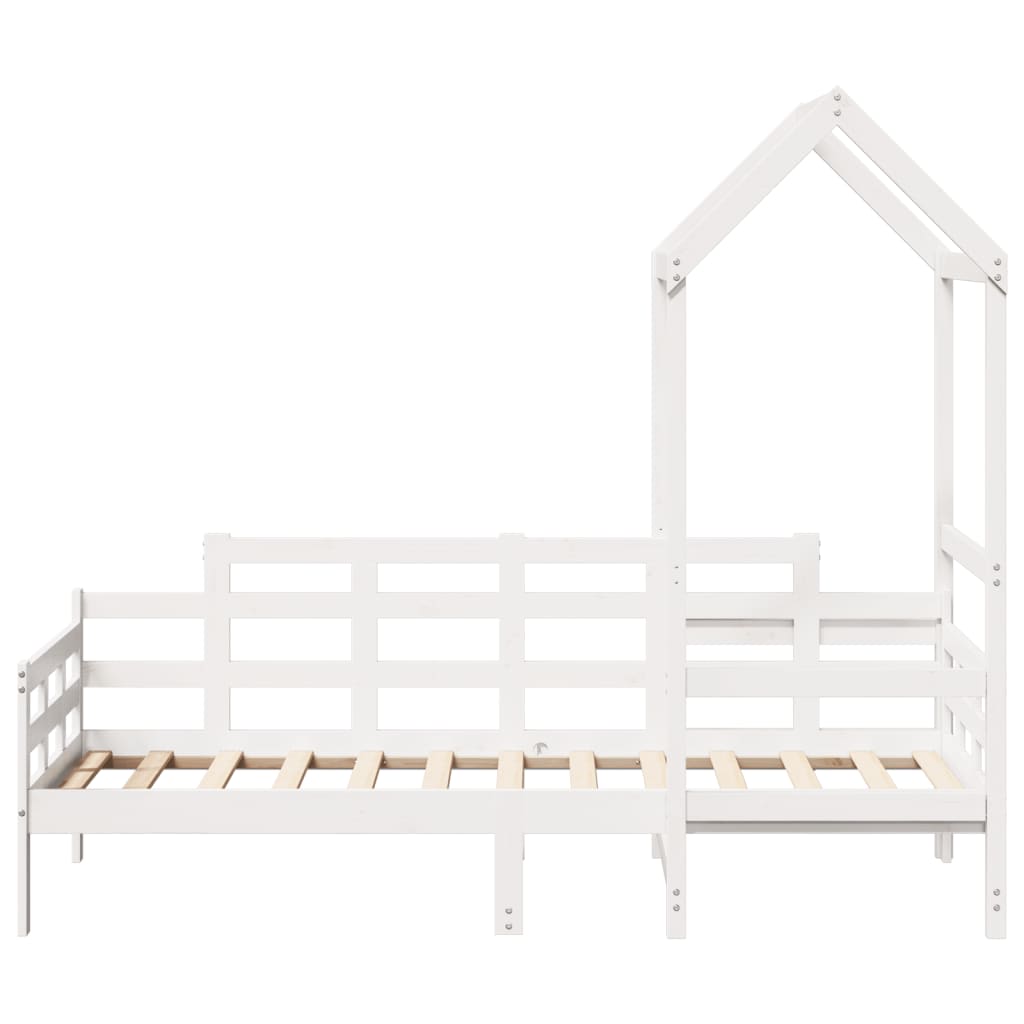 Day Bed with Roof without Mattress White 80x200 cm Solid Wood - Bargainia.com - 