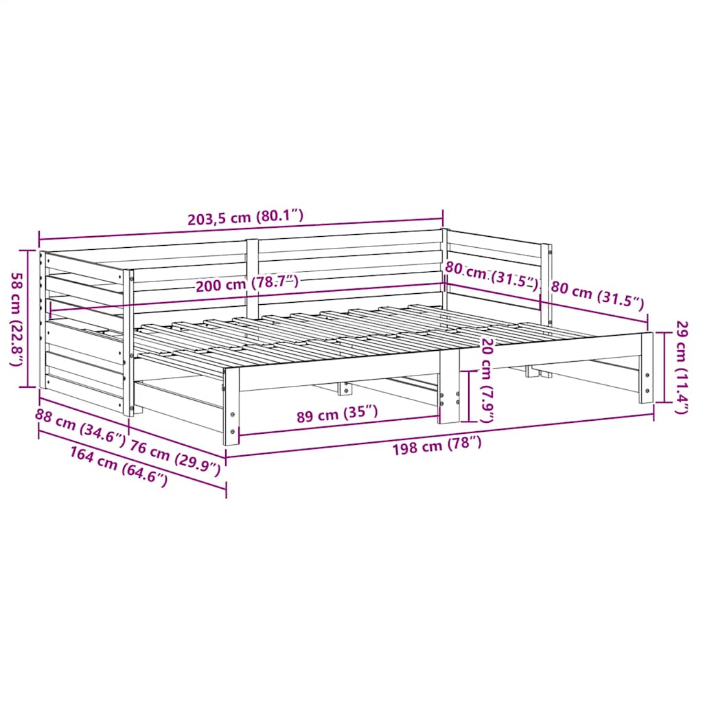 Day bed with Trundle without Mattress 80x200 cm - Bargainia.com - 