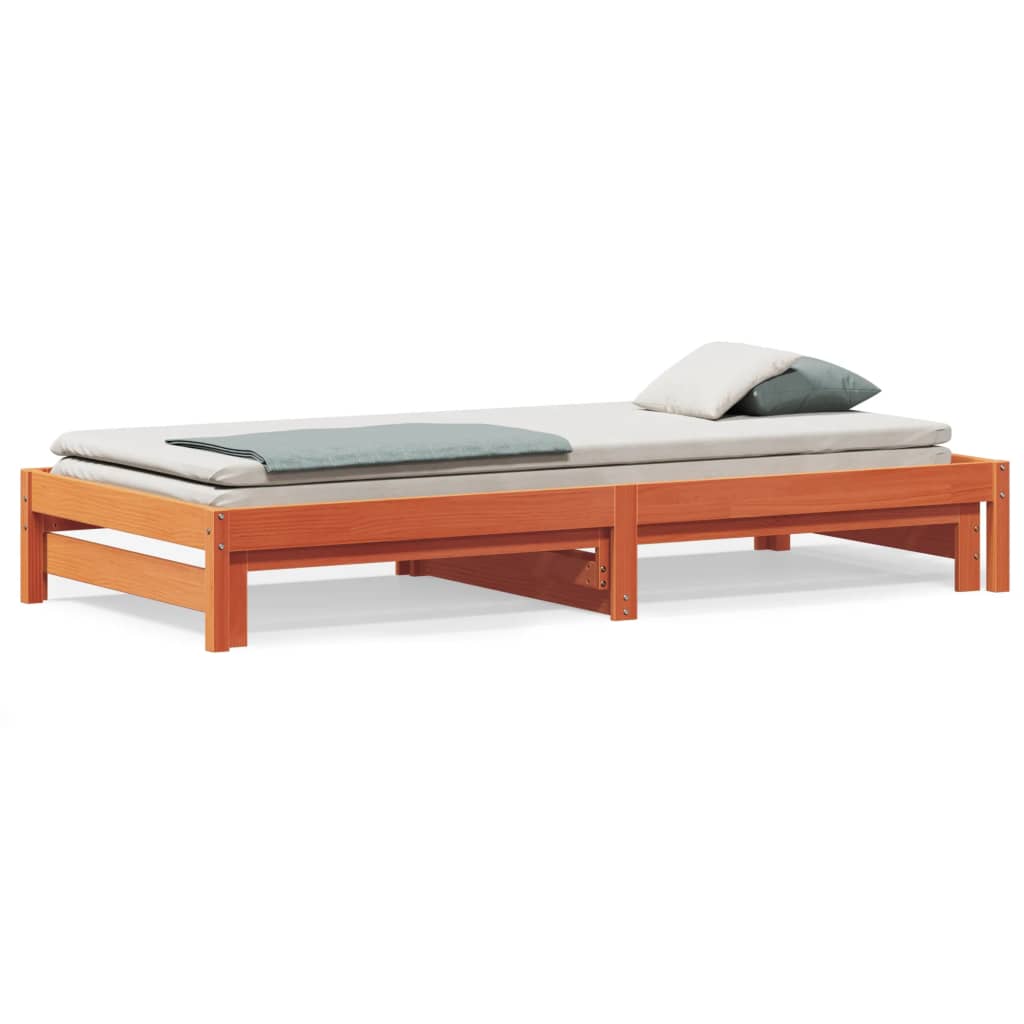 Day Bed with Trundle without Mattress Wax Brown 90x190 cm Single - Bargainia.com - 