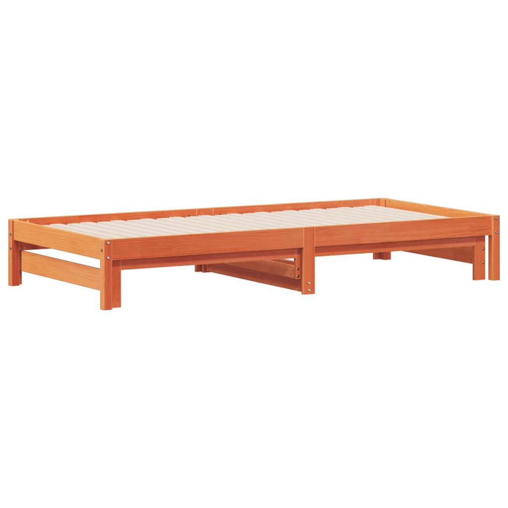 Day Bed with Trundle without Mattress Wax Brown 90x190 cm Single - Bargainia.com - 8721012362215 - 844404