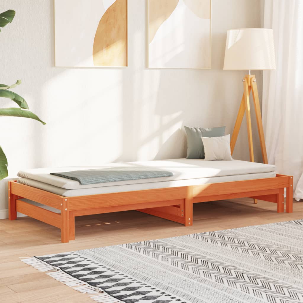 Day Bed with Trundle without Mattress Wax Brown 90x190 cm Single - Bargainia.com - 8721012362215 - 844404