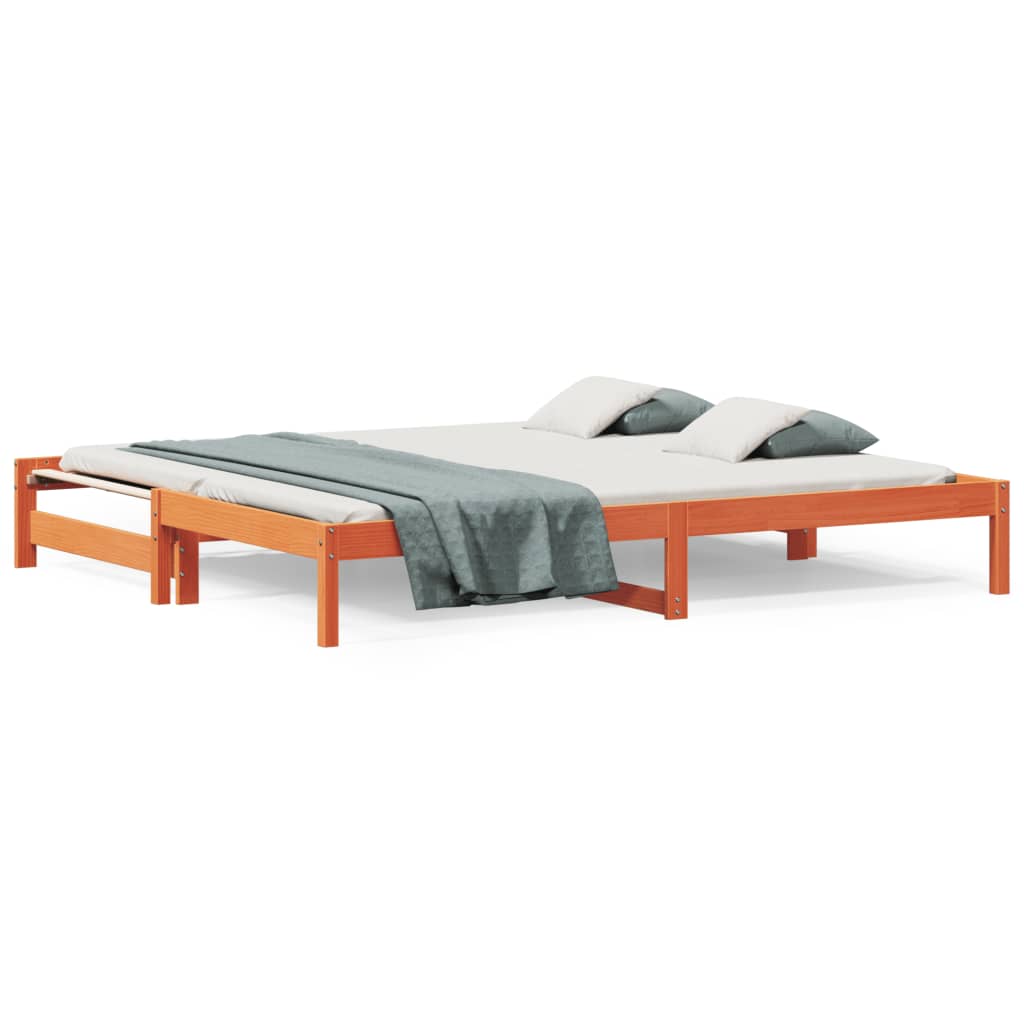 Day Bed with Trundle without Mattress Wax Brown 90x190 cm Single - Bargainia.com - 