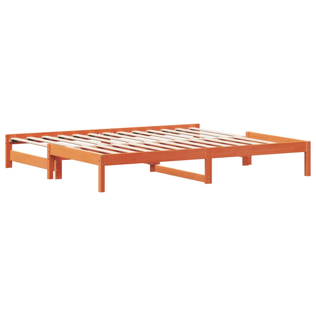 Day Bed with Trundle without Mattress Wax Brown 90x190 cm Single - Bargainia.com - 