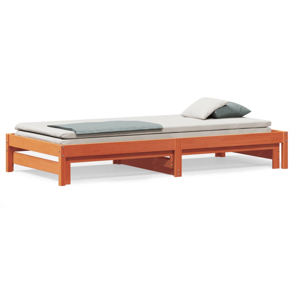 Day Bed with Trundle without Mattress Wax Brown 90x200 cm - Bargainia.com - 
