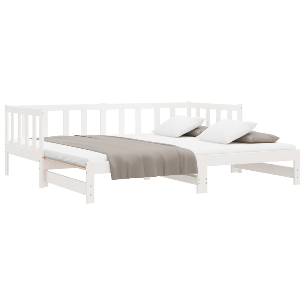 Day Bed with Trundle without Mattress White 80x200 cm Solid Wood - Bargainia.com - 
