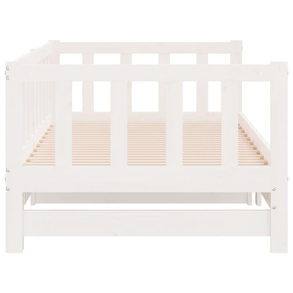 Day Bed with Trundle without Mattress White 80x200 cm Solid Wood - Bargainia.com - 