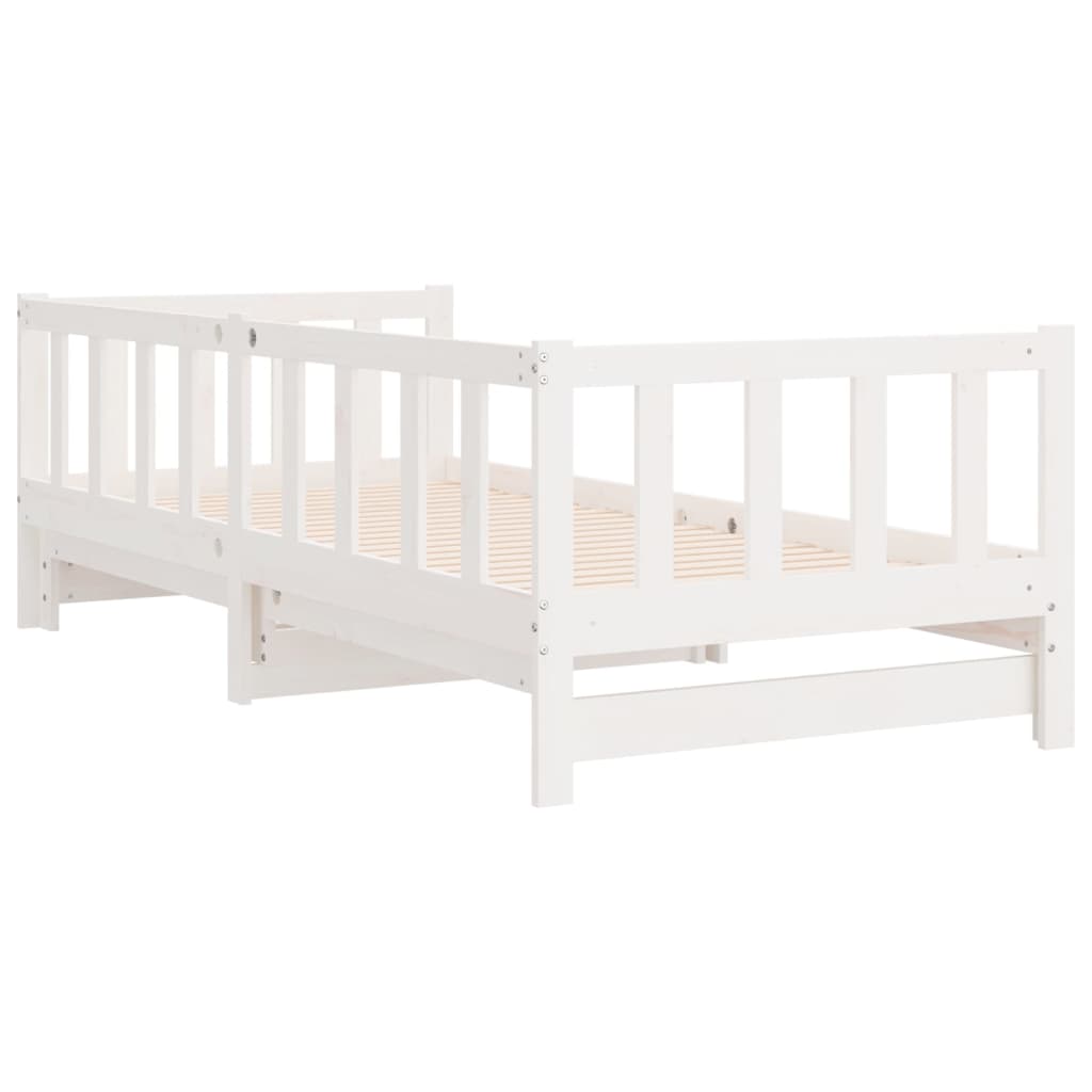 Day Bed with Trundle without Mattress White 80x200 cm Solid Wood - Bargainia.com - 
