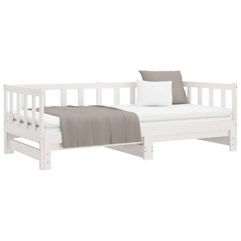Day Bed with Trundle without Mattress White 80x200 cm Solid Wood - Bargainia.com - 