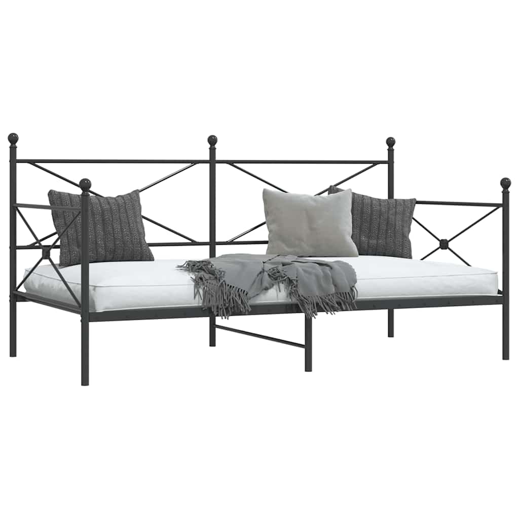 Day Bed without Mattress Black 100x190 cm Steel - Bargainia.com - 