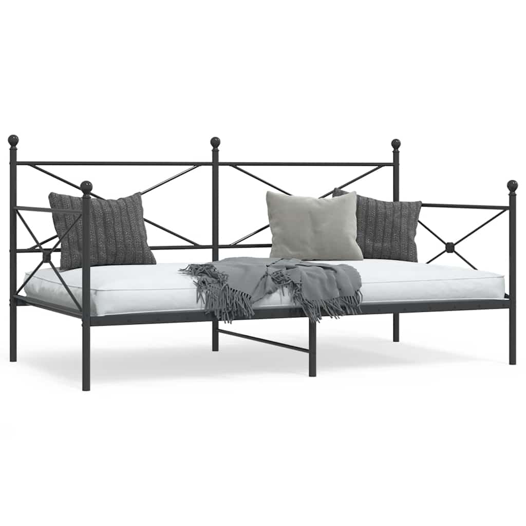 Day Bed without Mattress Black 100x190 cm Steel - Bargainia.com - 