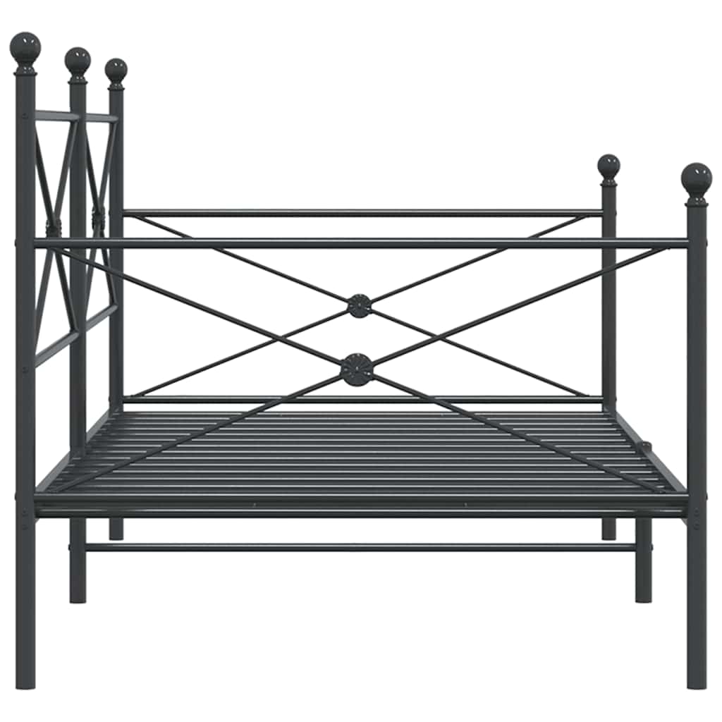 Day Bed without Mattress Black 100x190 cm Steel - Bargainia.com - 