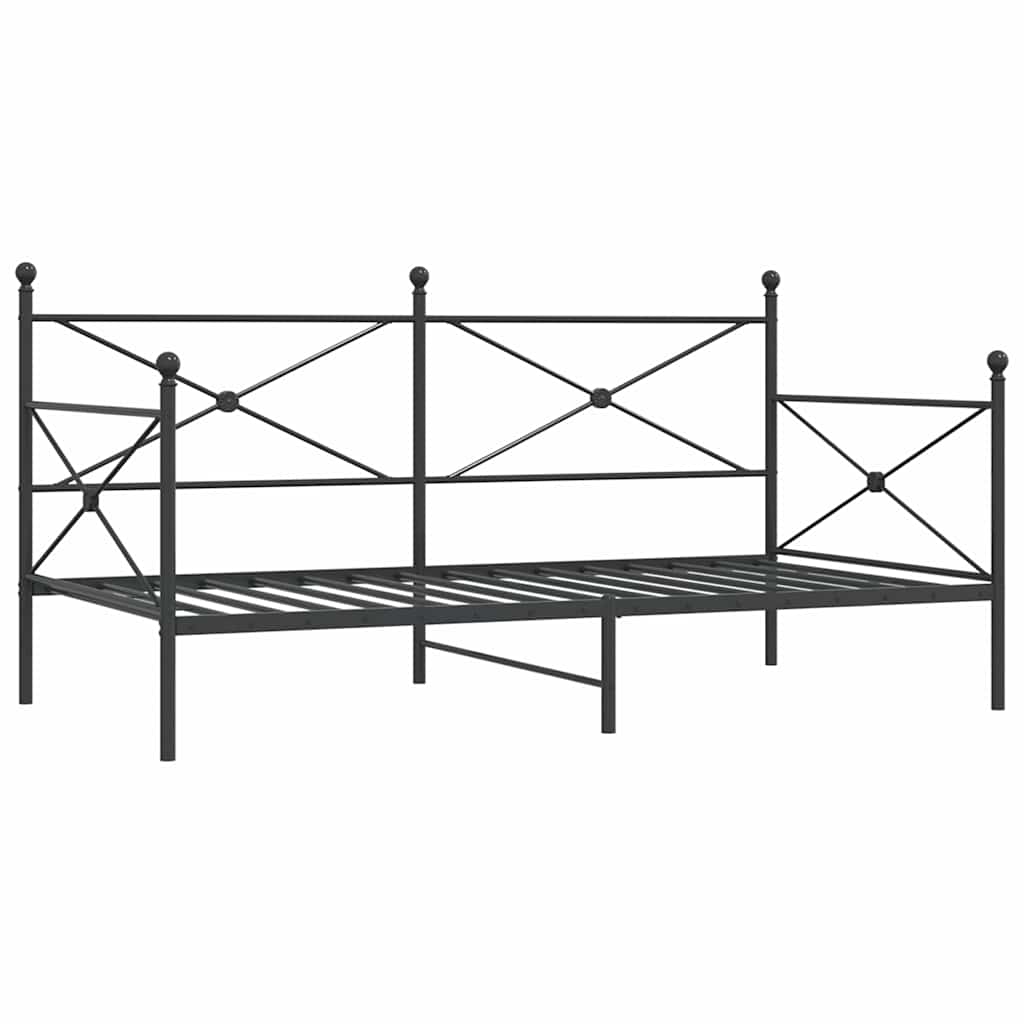 Day Bed without Mattress Black 100x190 cm Steel - Bargainia.com - 