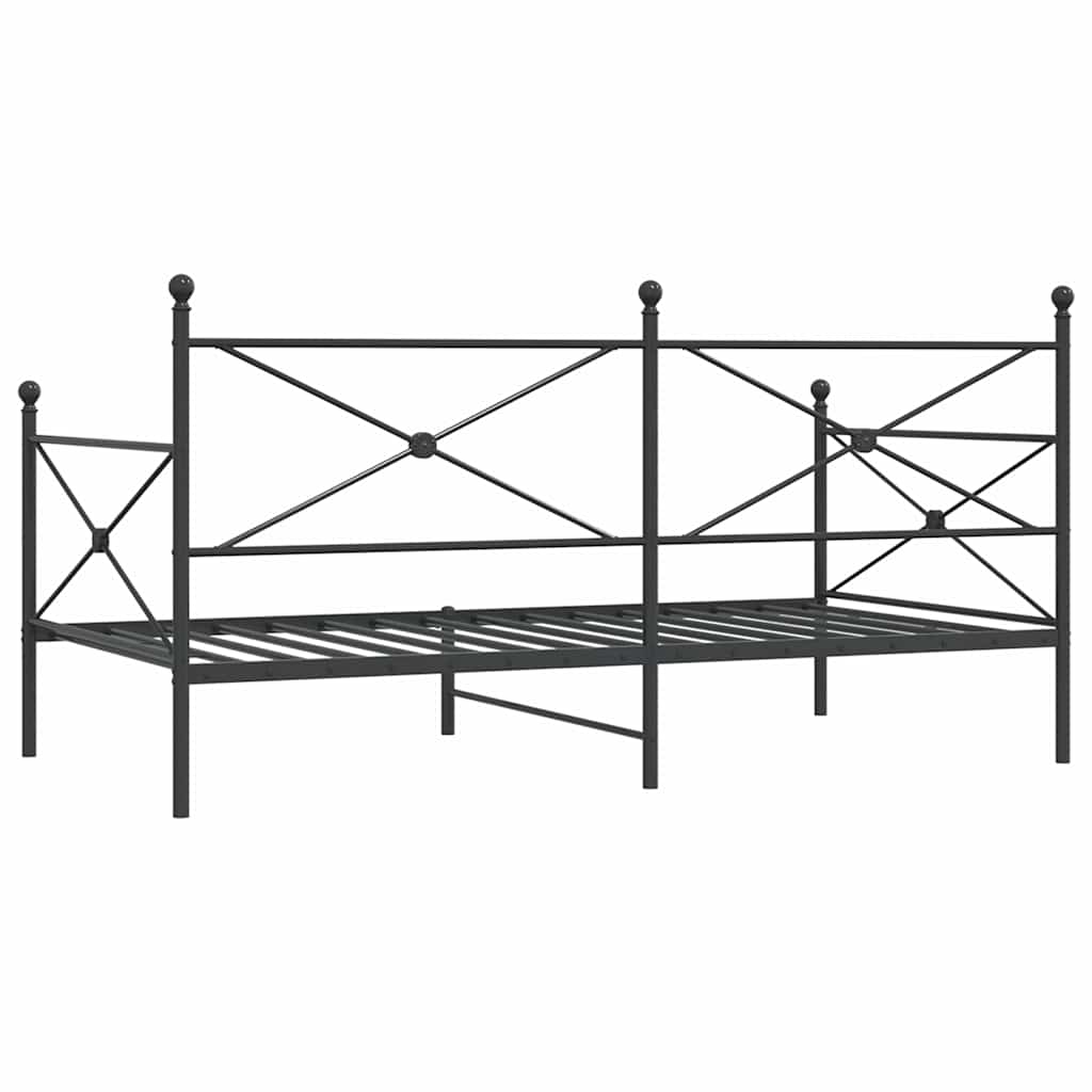 Day Bed without Mattress Black 100x200 cm Steel - Bargainia.com - 
