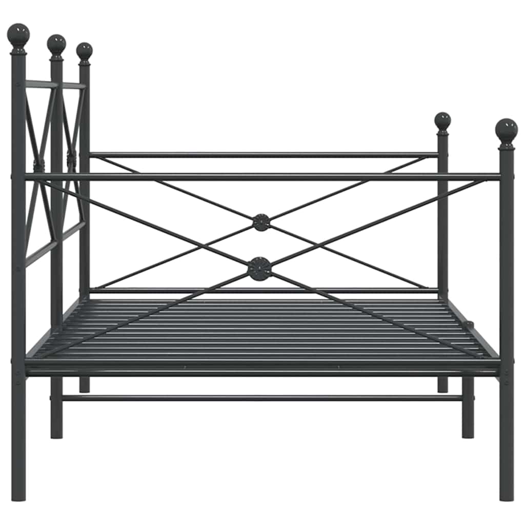 Day Bed without Mattress Black 100x200 cm Steel - Bargainia.com - 