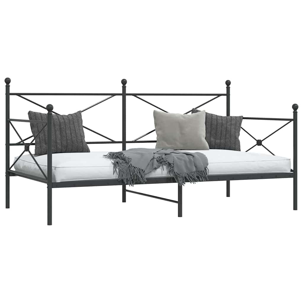 Day Bed without Mattress Black 100x200 cm Steel - Bargainia.com - 