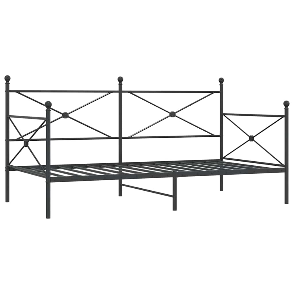 Day Bed without Mattress Black 100x200 cm Steel - Bargainia.com - 