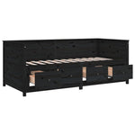 Day Bed without Mattress Black 75x190 cm Small Single Solid Wood Pine - Bargainia.com - 