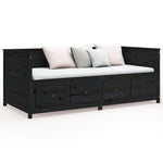 Day Bed without Mattress Black 75x190 cm Small Single Solid Wood Pine - Bargainia.com - 
