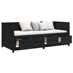 Day Bed without Mattress Black 75x190 cm Small Single Solid Wood Pine - Bargainia.com - 