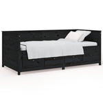 Day Bed without Mattress Black 75x190 cm Small Single Solid Wood Pine - Bargainia.com - 
