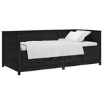 Day Bed without Mattress Black 75x190 cm Small Single Solid Wood Pine - Bargainia.com - 