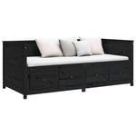 Day Bed without Mattress Black 75x190 cm Small Single Solid Wood Pine - Bargainia.com - 
