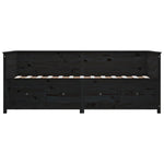 Day Bed without Mattress Black 75x190 cm Small Single Solid Wood Pine - Bargainia.com - 
