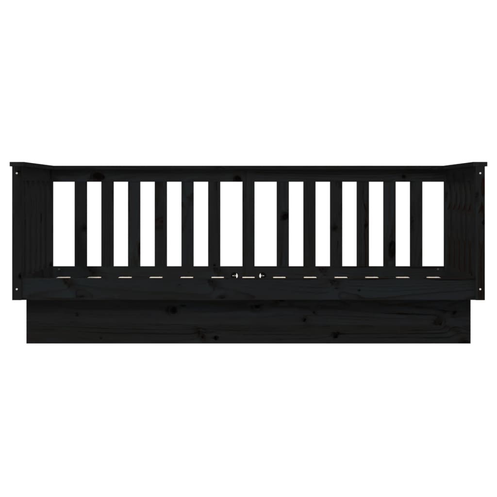 Day Bed without Mattress Black 75x190 cm Small Single Solid Wood Pine - Bargainia.com - 