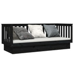 Day Bed without Mattress Black 75x190 cm Small Single Solid Wood Pine - Bargainia.com - 