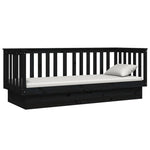 Day Bed without Mattress Black 75x190 cm Small Single Solid Wood Pine - Bargainia.com - 