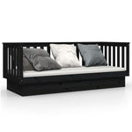 Day Bed without Mattress Black 75x190 cm Small Single Solid Wood Pine - Bargainia.com - 