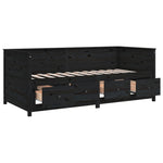 Day Bed without Mattress Black 90x190 cm Single Solid Wood Pine - Bargainia.com - 