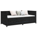 Day Bed without Mattress Black 90x190 cm Single Solid Wood Pine - Bargainia.com - 