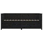 Day Bed without Mattress Black 90x190 cm Single Solid Wood Pine - Bargainia.com - 