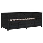 Day Bed without Mattress Black 90x190 cm Single Solid Wood Pine - Bargainia.com - 