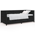 Day Bed without Mattress Black 90x190 cm Single Solid Wood Pine - Bargainia.com - 