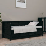 Day Bed without Mattress Black 90x190 cm Single Solid Wood Pine - Bargainia.com - 
