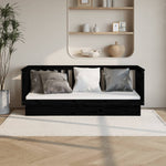 Day Bed without Mattress Black 90x190 cm Single Solid Wood Pine - Bargainia.com - 