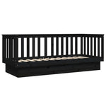 Day Bed without Mattress Black 90x190 cm Single Solid Wood Pine - Bargainia.com - 