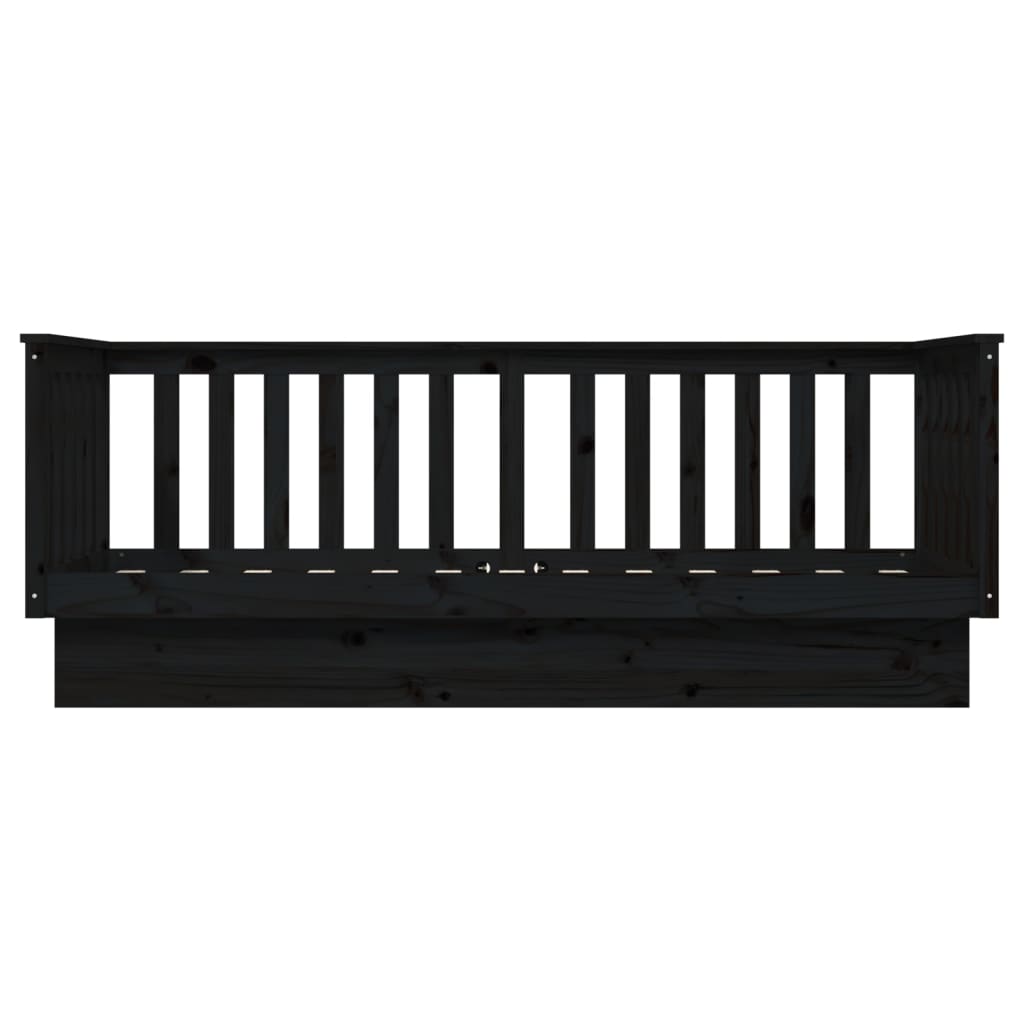 Day Bed without Mattress Black 90x190 cm Single Solid Wood Pine - Bargainia.com - 