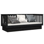 Day Bed without Mattress Black 90x190 cm Single Solid Wood Pine - Bargainia.com - 