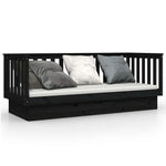 Day Bed without Mattress Black 90x190 cm Single Solid Wood Pine - Bargainia.com - 