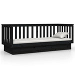 Day Bed without Mattress Black 90x190 cm Single Solid Wood Pine - Bargainia.com - 