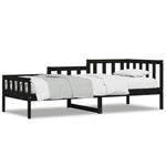 Day Bed without Mattress Black 90x190 cm Single Solid Wood Pine - Bargainia.com - 