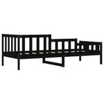 Day Bed without Mattress Black 90x190 cm Single Solid Wood Pine - Bargainia.com - 
