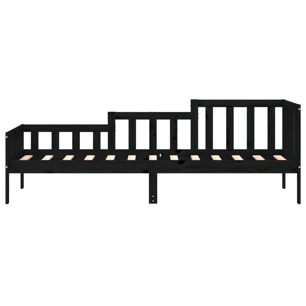 Day Bed without Mattress Black 90x190 cm Single Solid Wood Pine - Bargainia.com - 