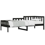 Day Bed without Mattress Black 90x190 cm Single Solid Wood Pine - Bargainia.com - 